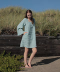 Meadow green linen midi dress for women