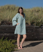 Meadow green linen midi dress for women