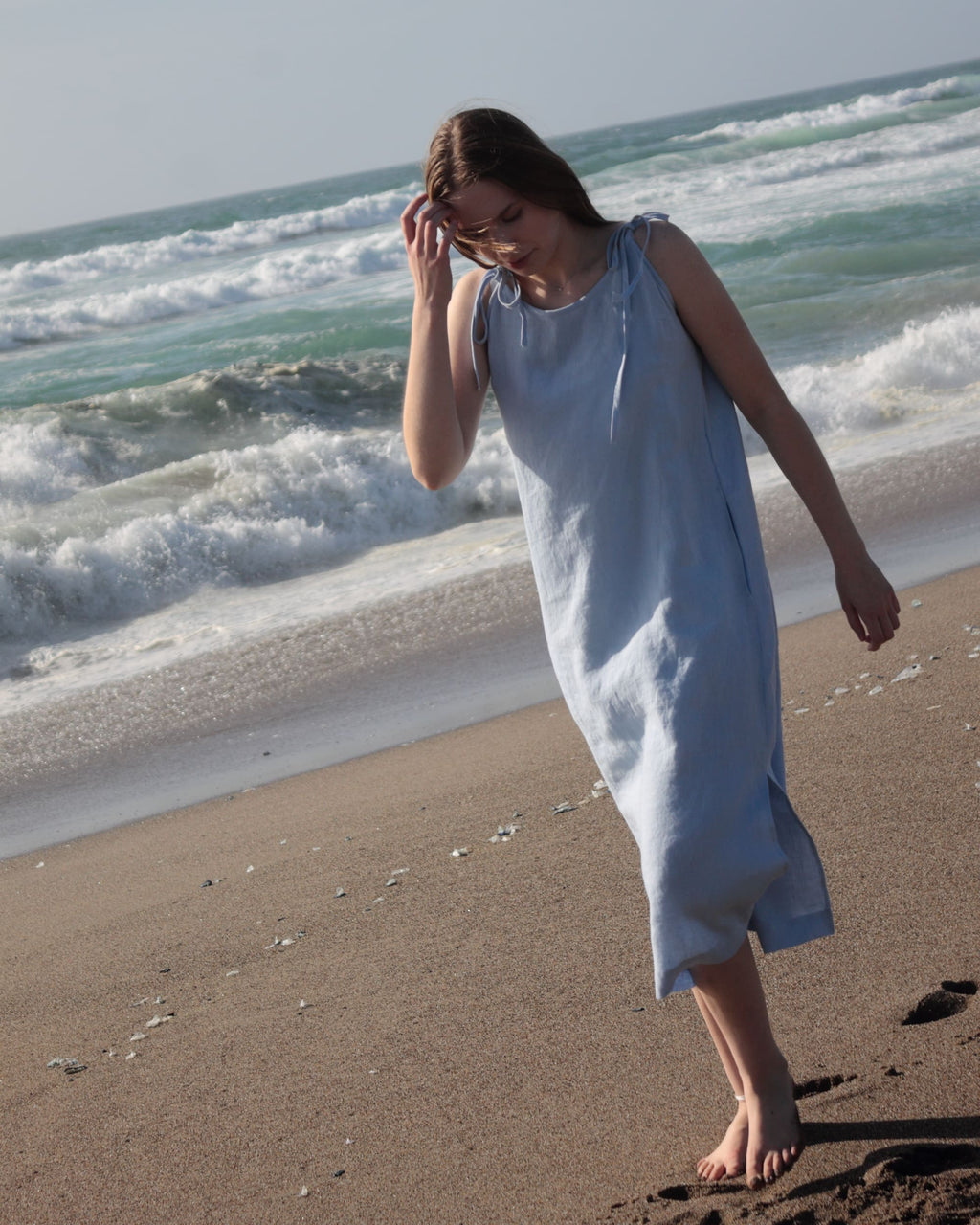 Handmade linen dress in California