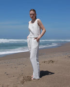 Handmade white linen pants in California