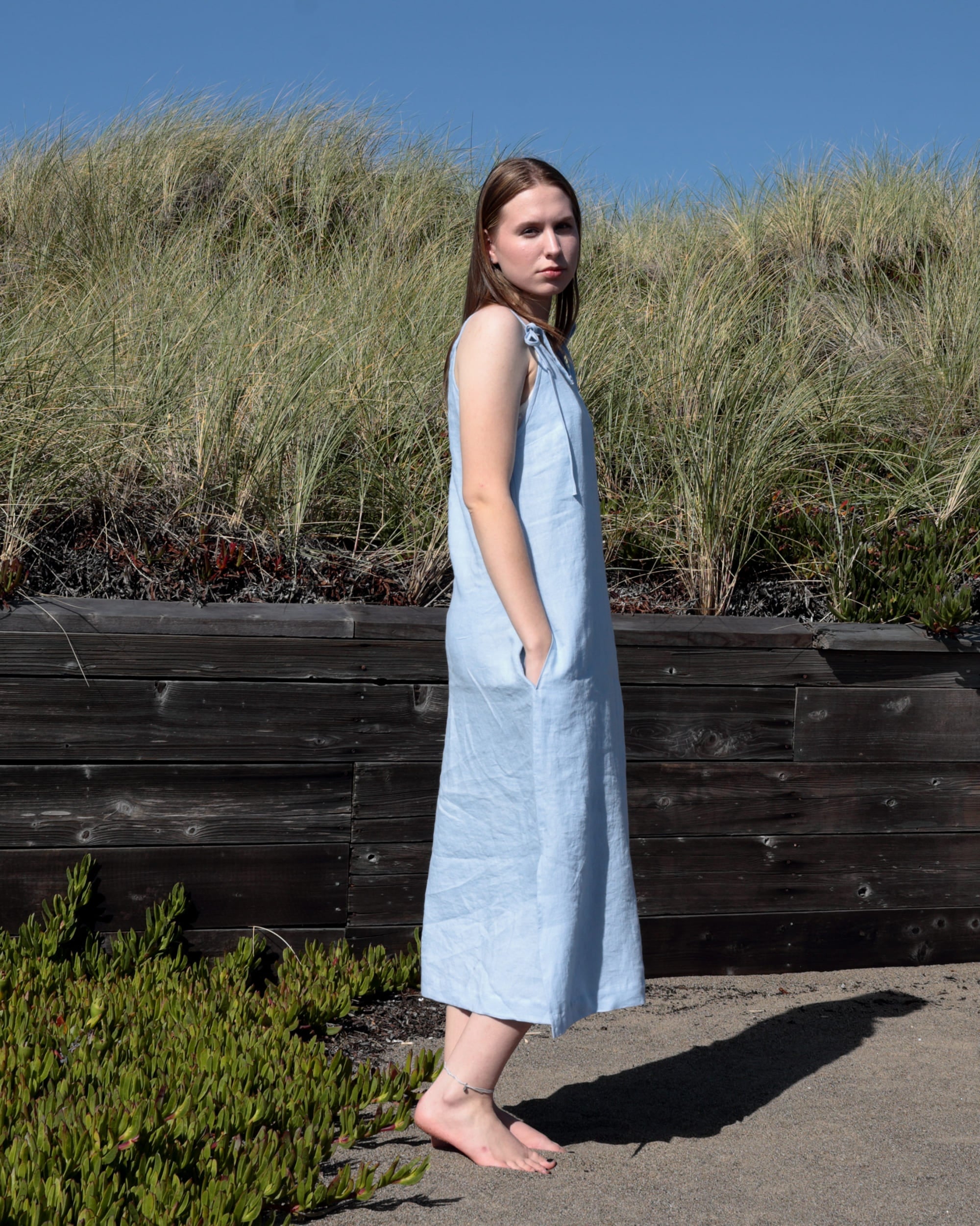 European linen dress with pockets
