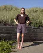 Relaxed fit natural linen shorts